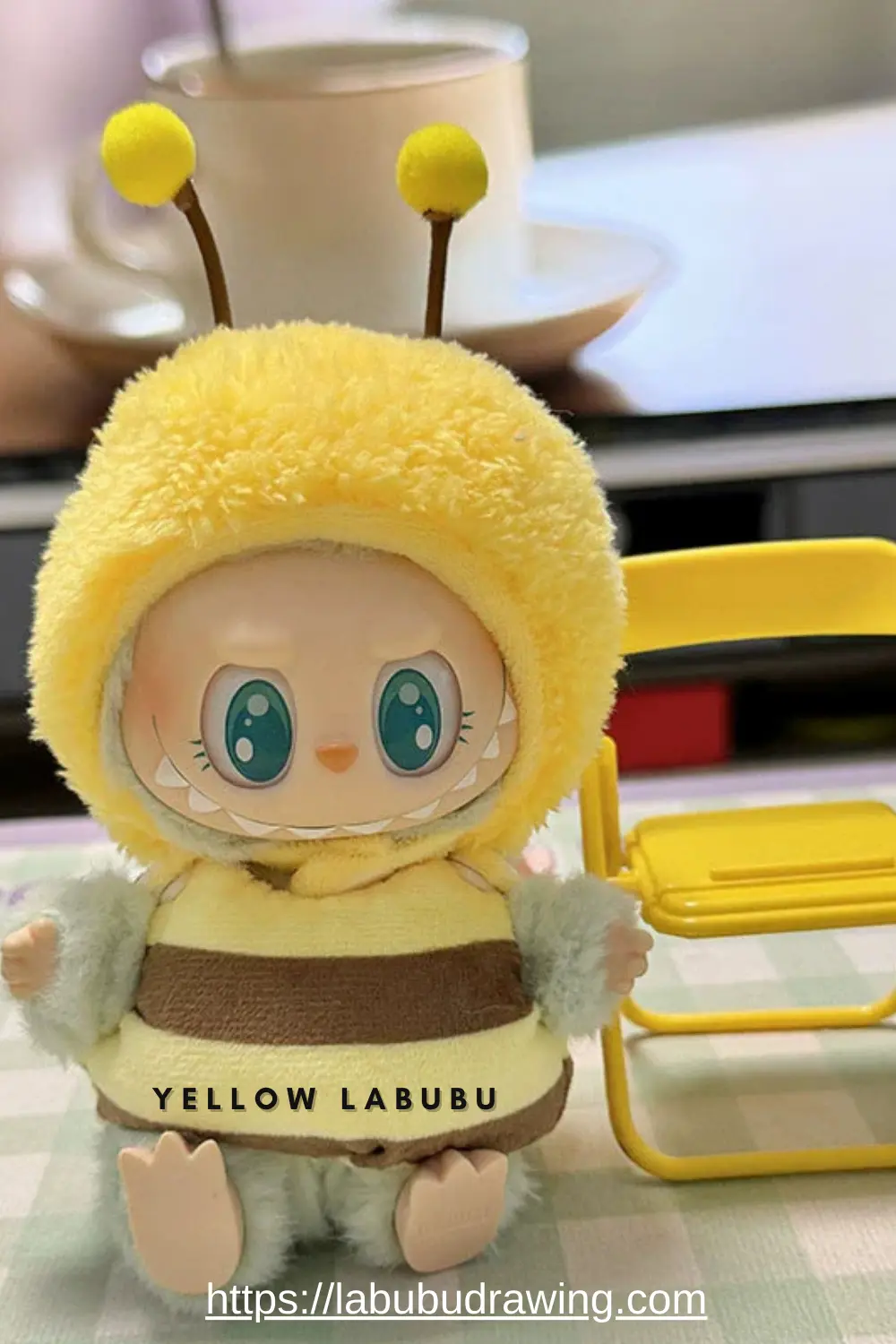 Yellow Labubu character